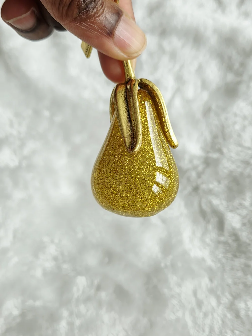 C Logo Gold Glitter Pear Keychain Beautiful Bag Charm